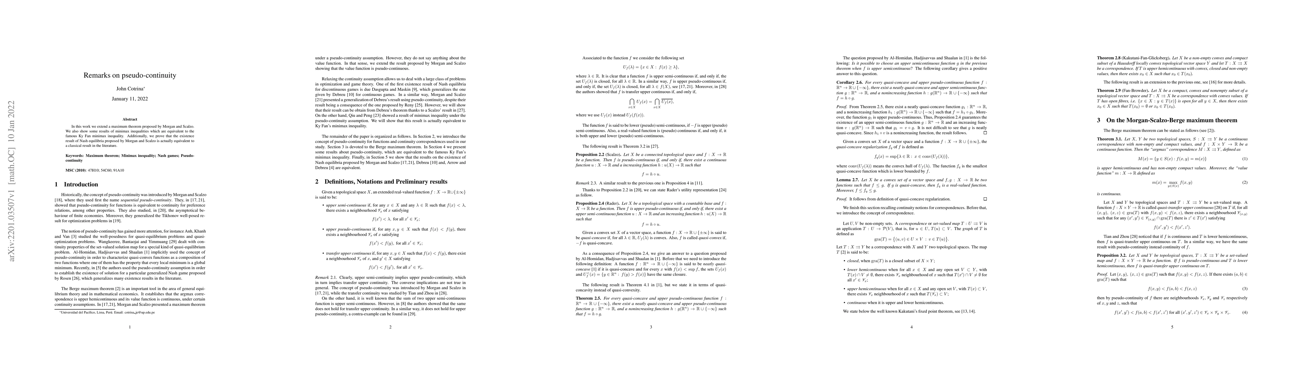 Thumbnail for Remarks on Pseudo-continuity
