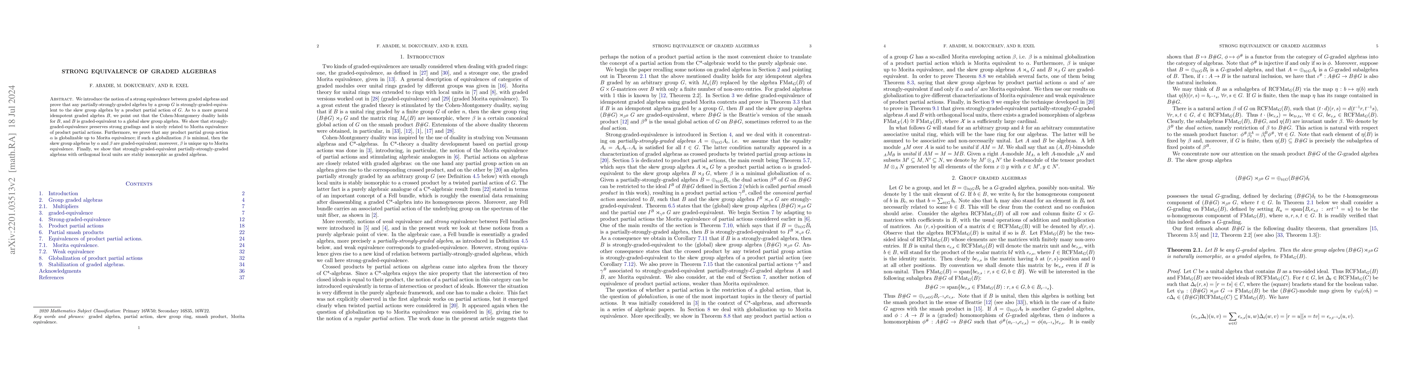 Thumbnail for Strong equivalence of graded algebras