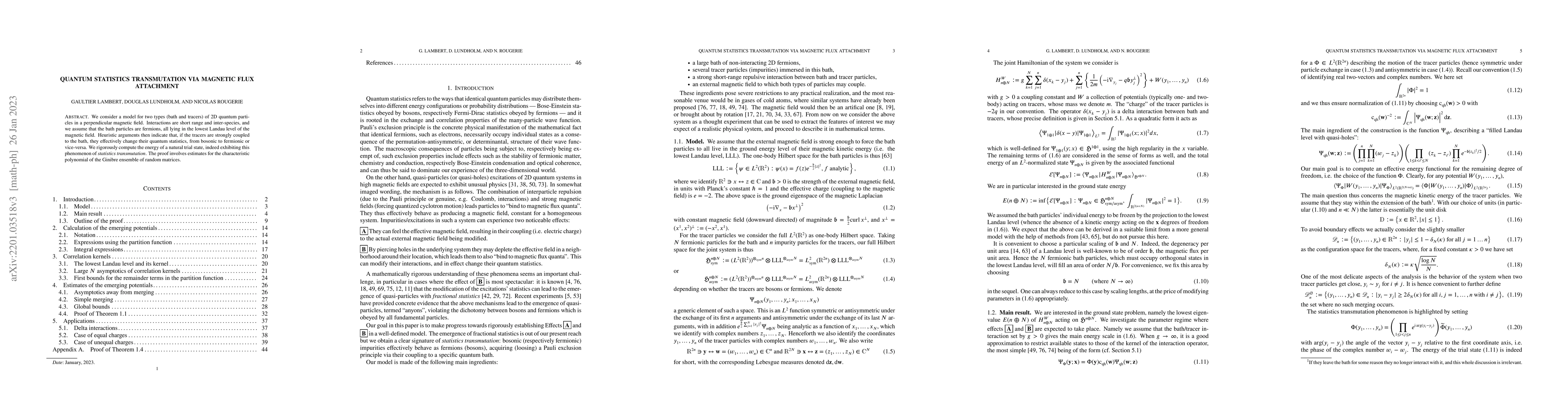 Thumbnail for Quantum statistics transmutation via magnetic flux attachment