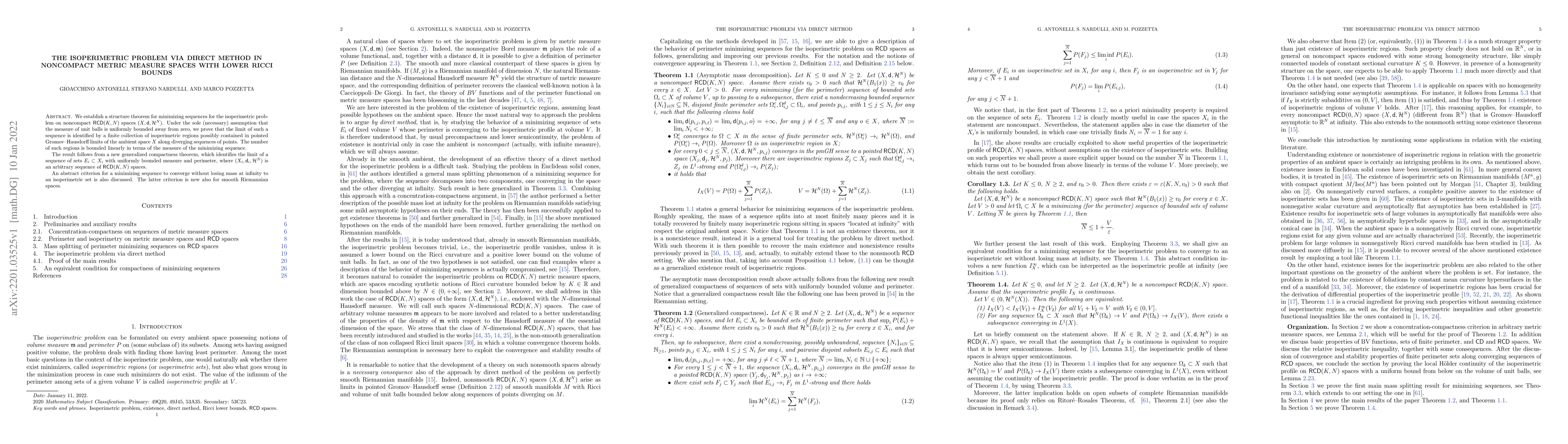 Thumbnail for The isoperimetric problem via direct method in noncompact metric measure
  spaces with lower Ricci bounds