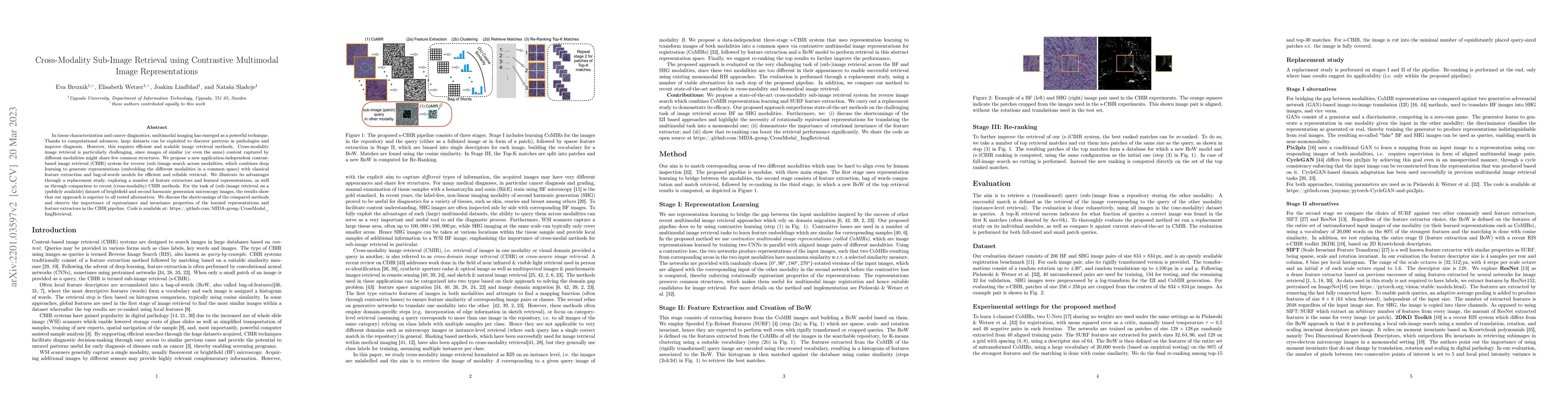 Thumbnail for Cross-Modality Sub-Image Retrieval using Contrastive Multimodal Image
  Representations