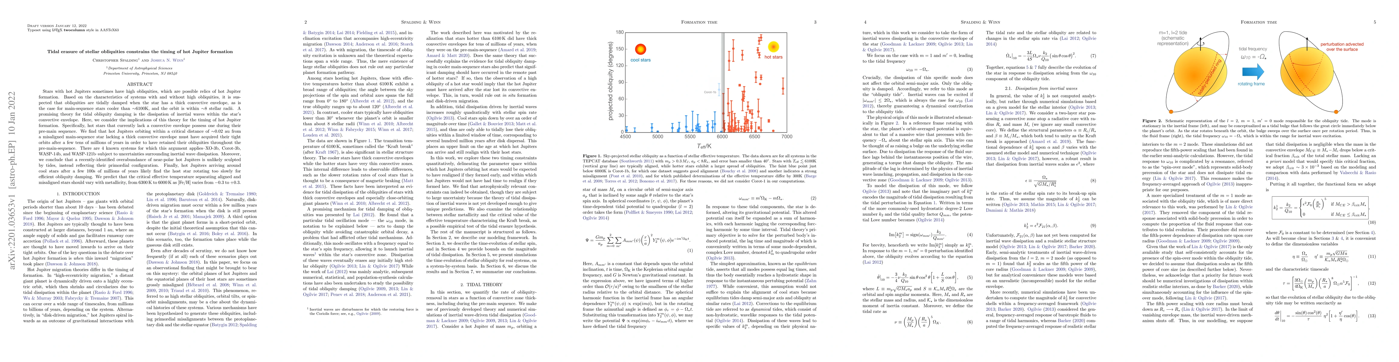 Thumbnail for Tidal erasure of stellar obliquities constrains the timing of hot
  Jupiter formation