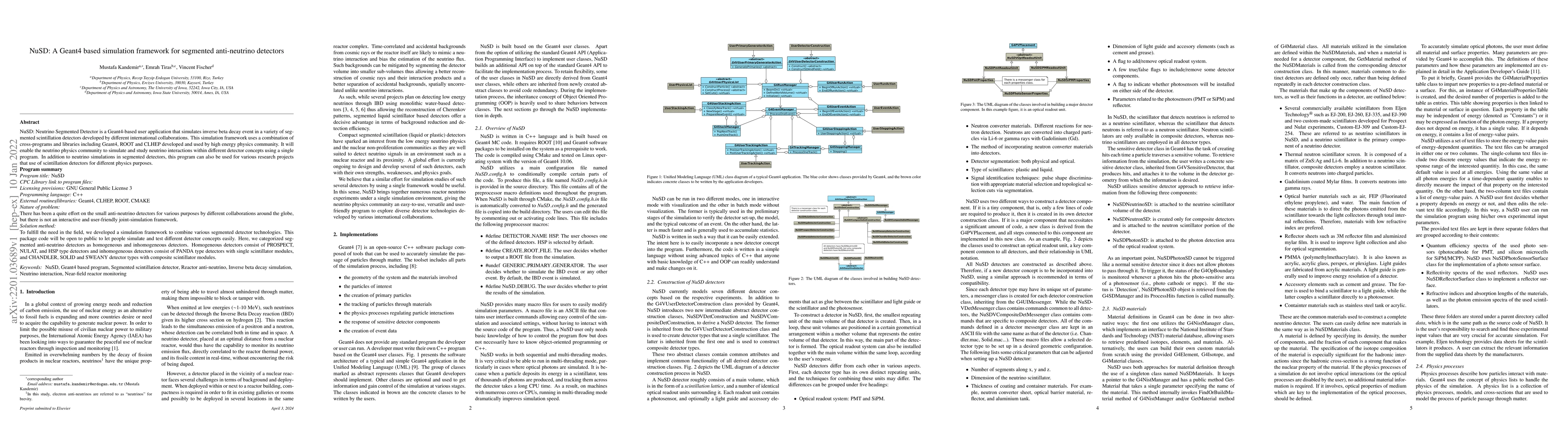 Thumbnail for NuSD: A Geant4 based simulation framework for segmented anti-neutrino
  detectors