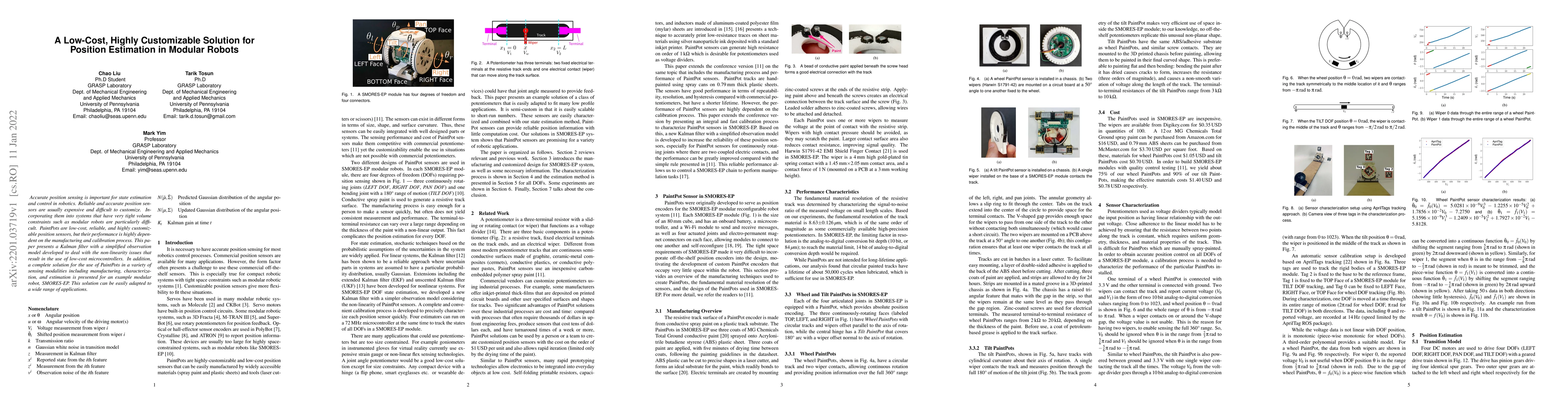 Thumbnail for A Low-Cost, Highly Customizable Solution for Position Estimation in
  Modular Robots
