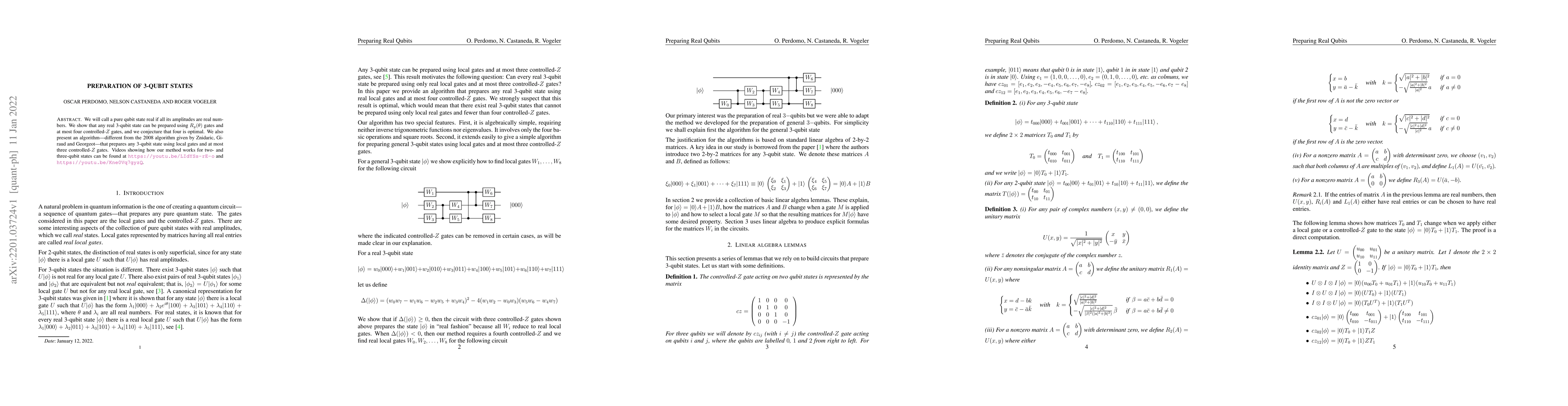 Thumbnail for Preparation of 3-qubit states