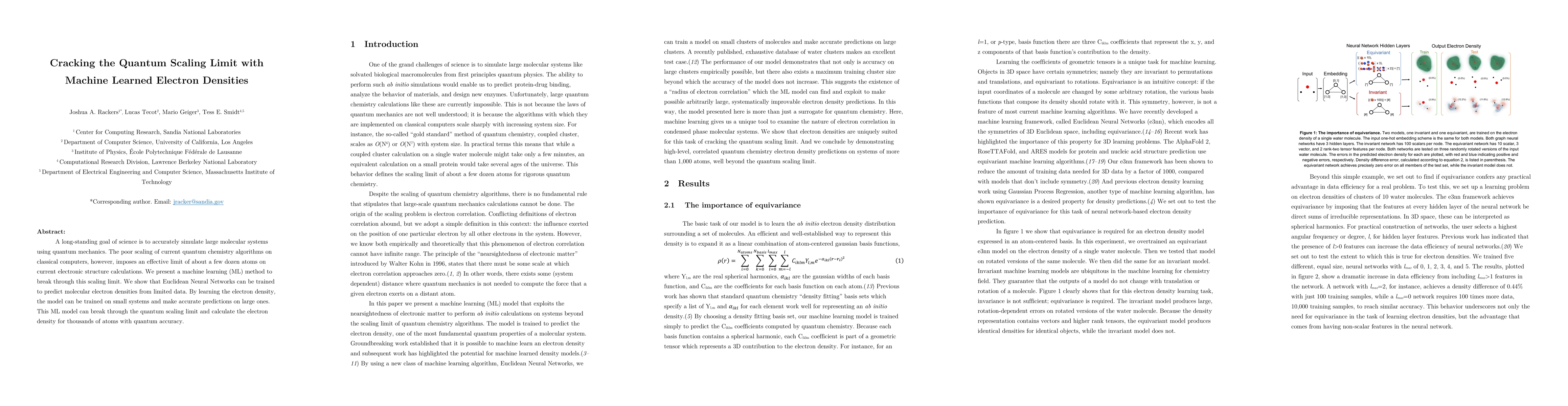 Thumbnail for Cracking the Quantum Scaling Limit with Machine Learned Electron
  Densities