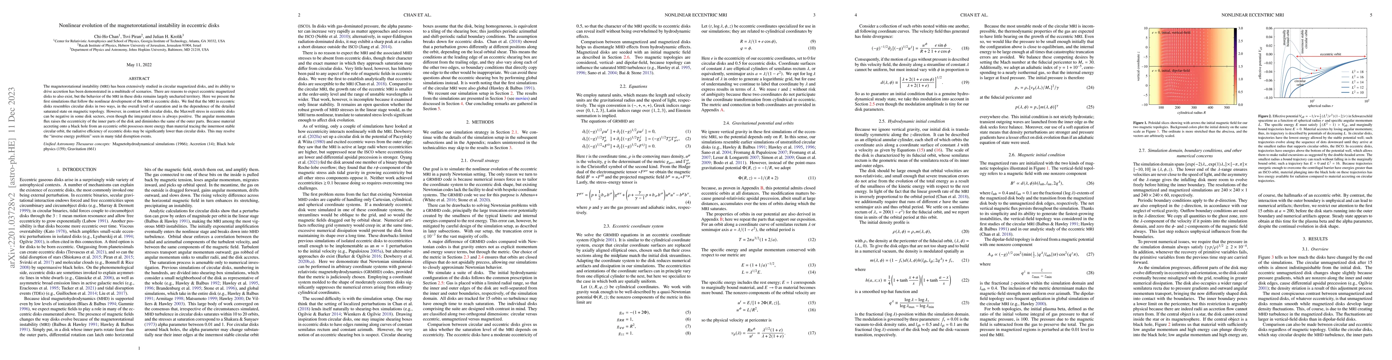 Thumbnail for Nonlinear evolution of the magnetorotational instability in eccentric
  disks