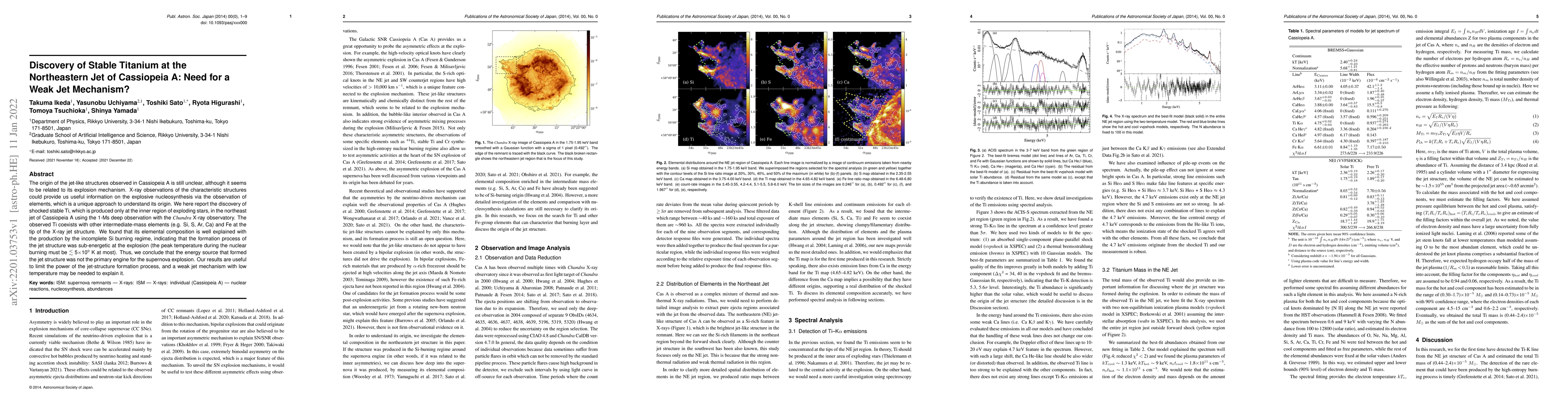 Thumbnail for Discovery of Stable Titanium at the Northeastern Jet of Cassiopeia A:
  Need for a Weak Jet Mechanism?
