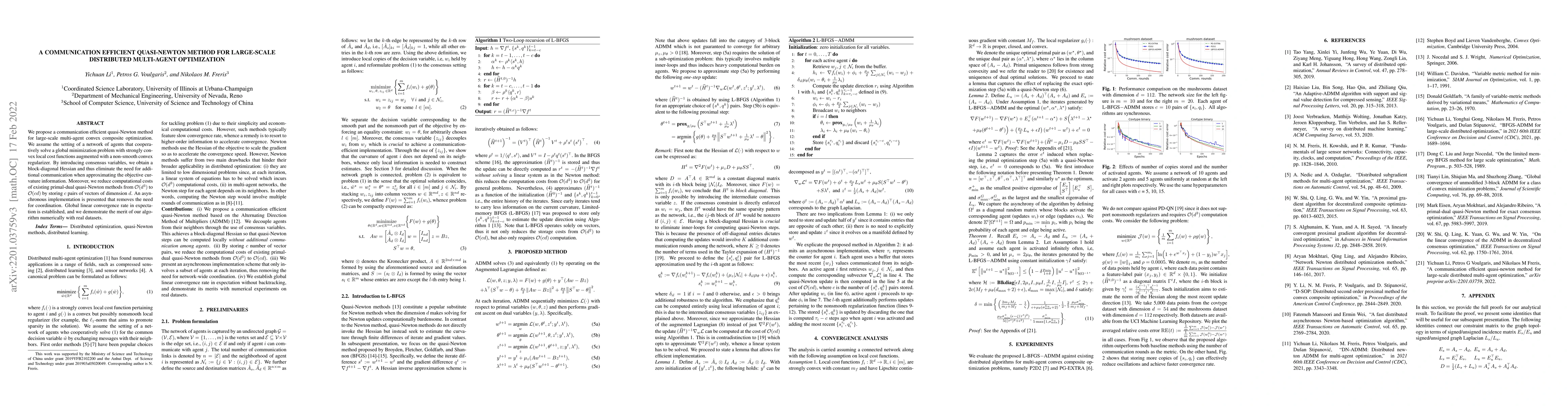 Thumbnail for A Communication Efficient Quasi-Newton Method for Large-scale
  Distributed Multi-agent Optimization