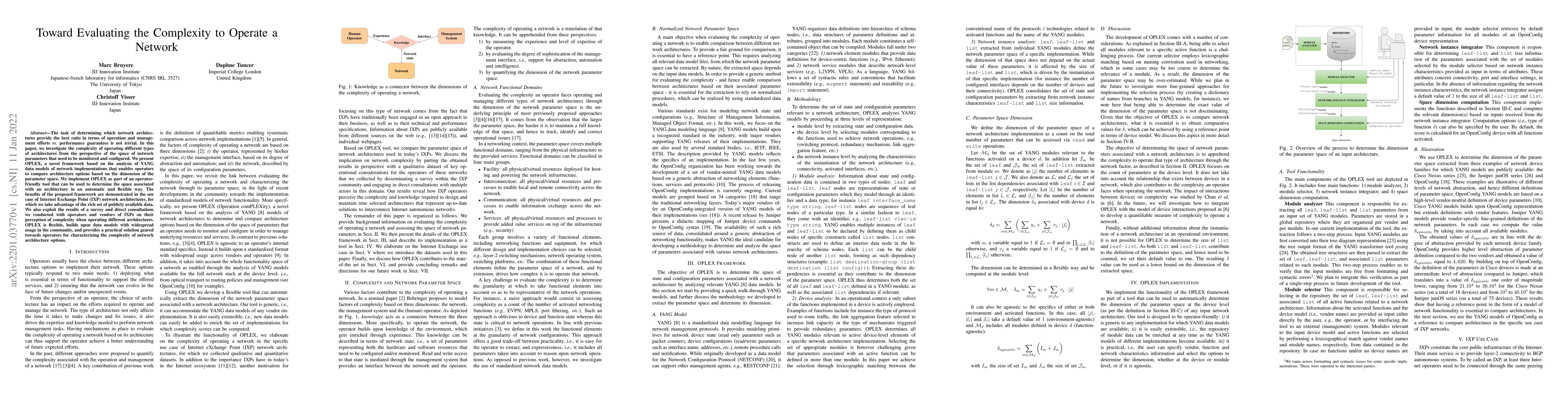 Thumbnail for Toward Evaluating the Complexity to Operate a Network