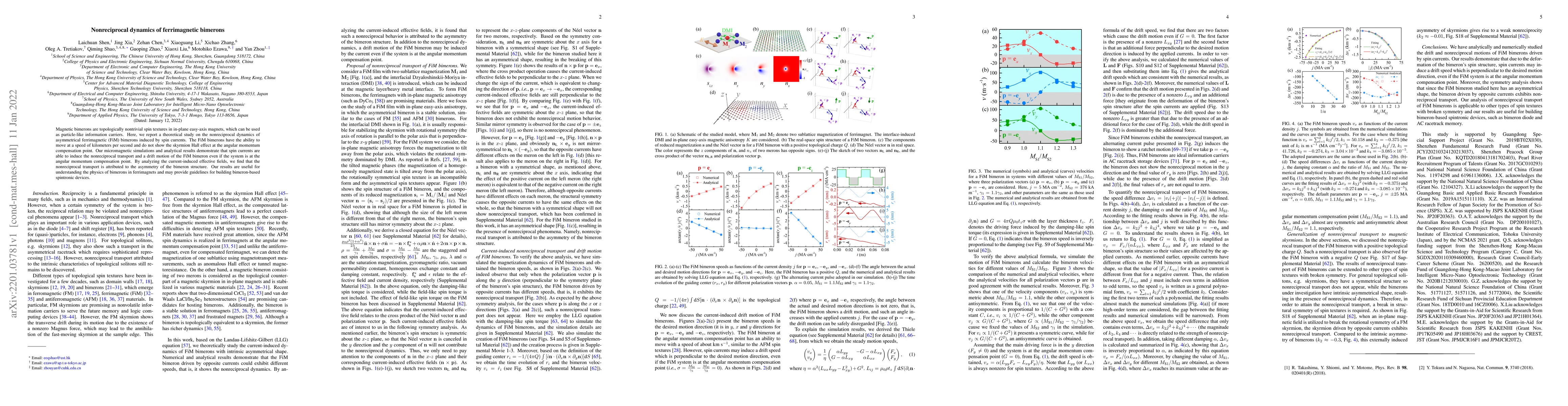 Thumbnail for Nonreciprocal dynamics of ferrimagnetic bimerons