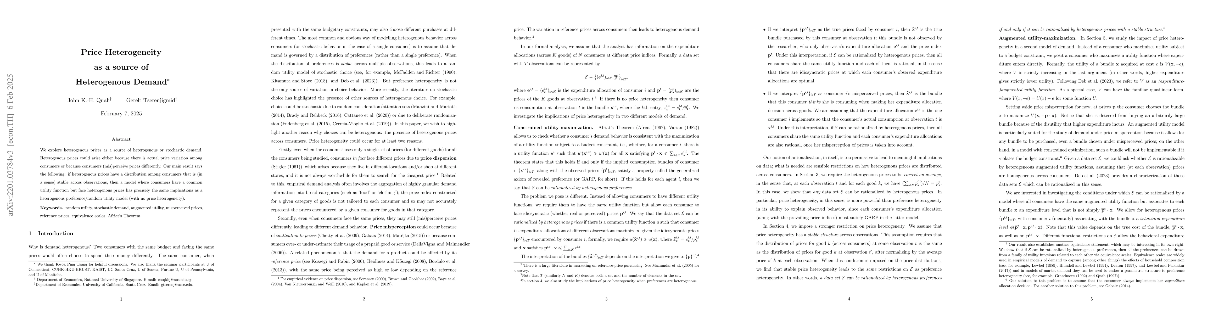 Thumbnail for Price Heterogeneity as a source of Heterogenous Demand