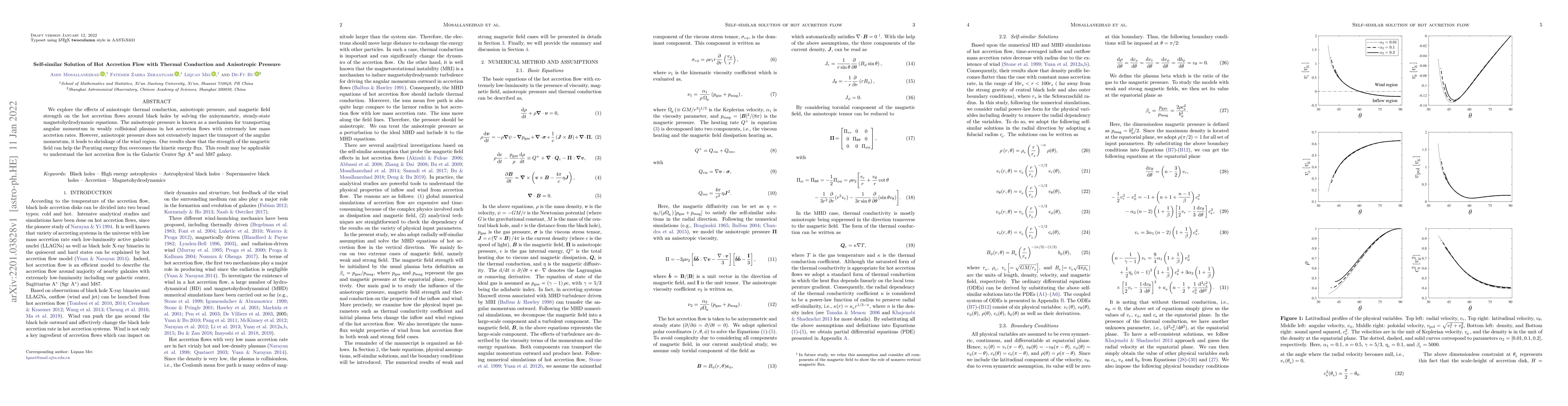 Thumbnail for Self-similar Solution of Hot Accretion Flow with Thermal Conduction and
  Anisotropic Pressure