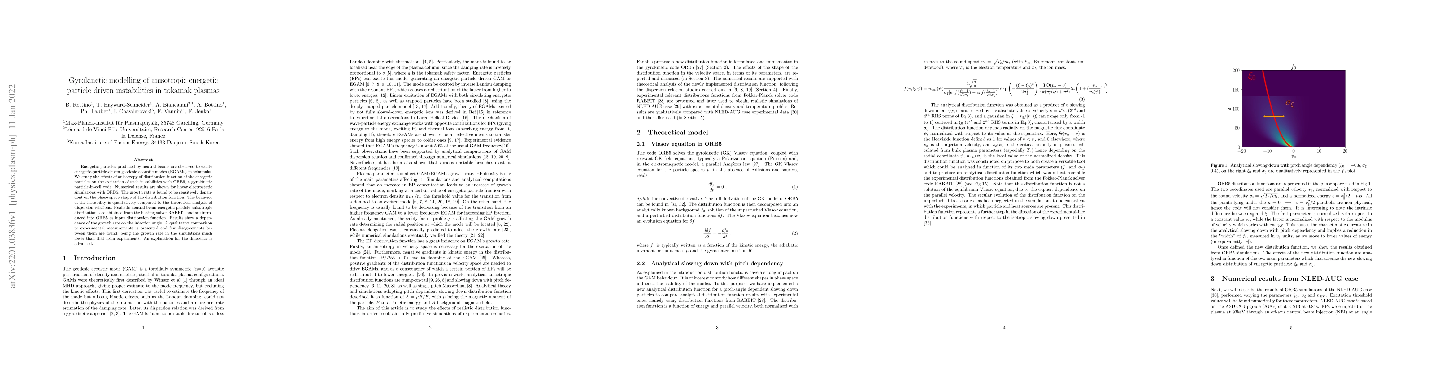 Thumbnail for Gyrokinetic modelling of anisotropic energetic particle driven
  instabilities in tokamak plasmas