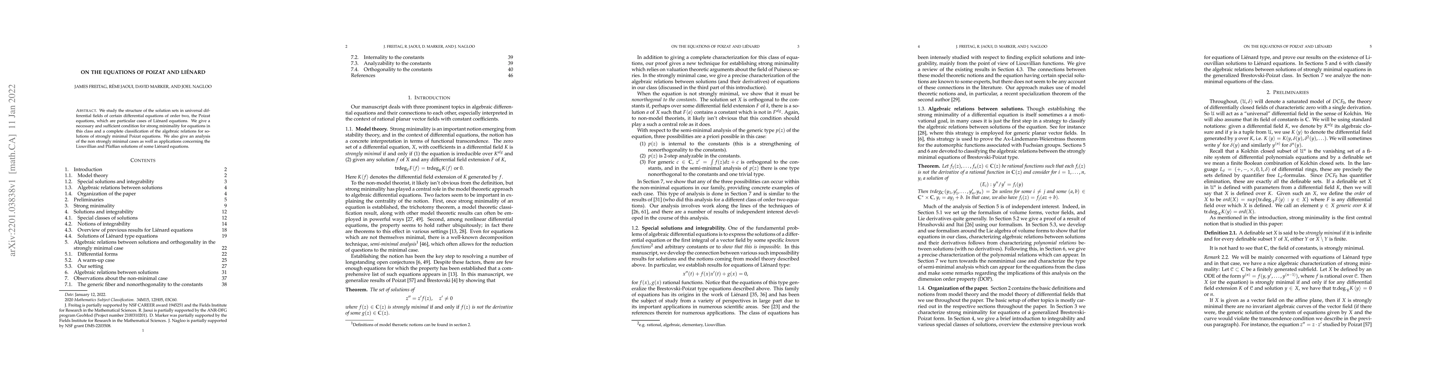 Thumbnail for On the equations of Poizat and Li\'enard