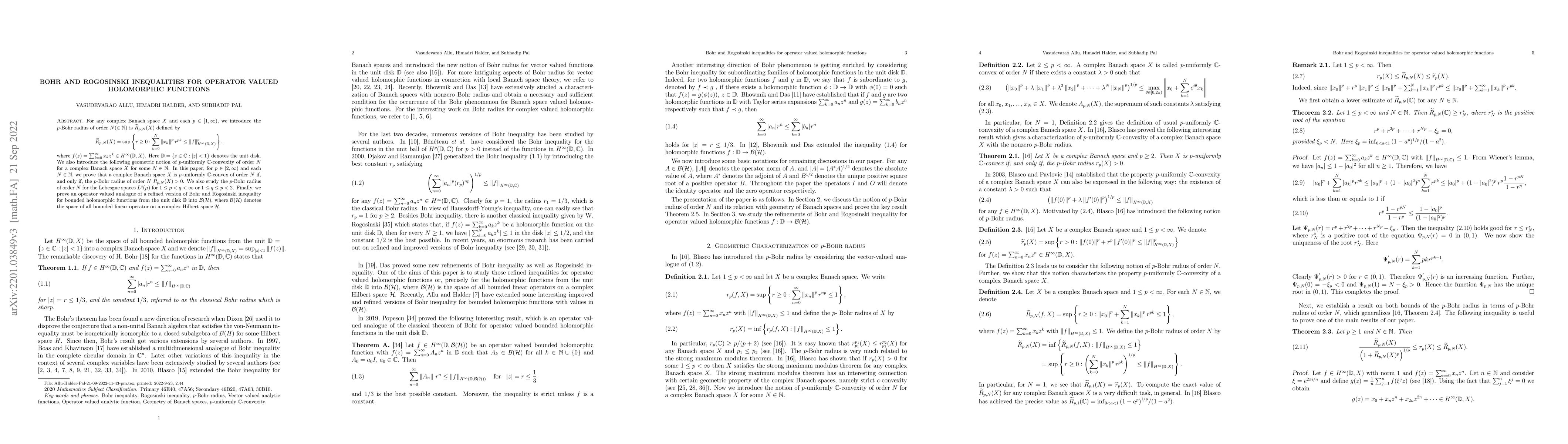 Thumbnail for Bohr and Rogosinski inequalities for operator valued holomorphic
  functions