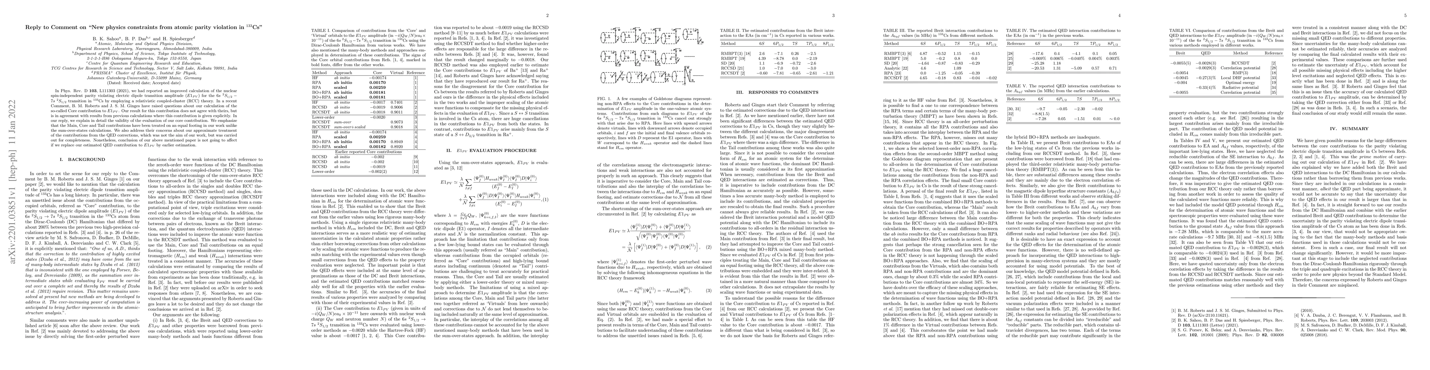 Thumbnail for Reply to Comment on "New physics constraints from atomic parity
  violation in $^{133}$Cs"