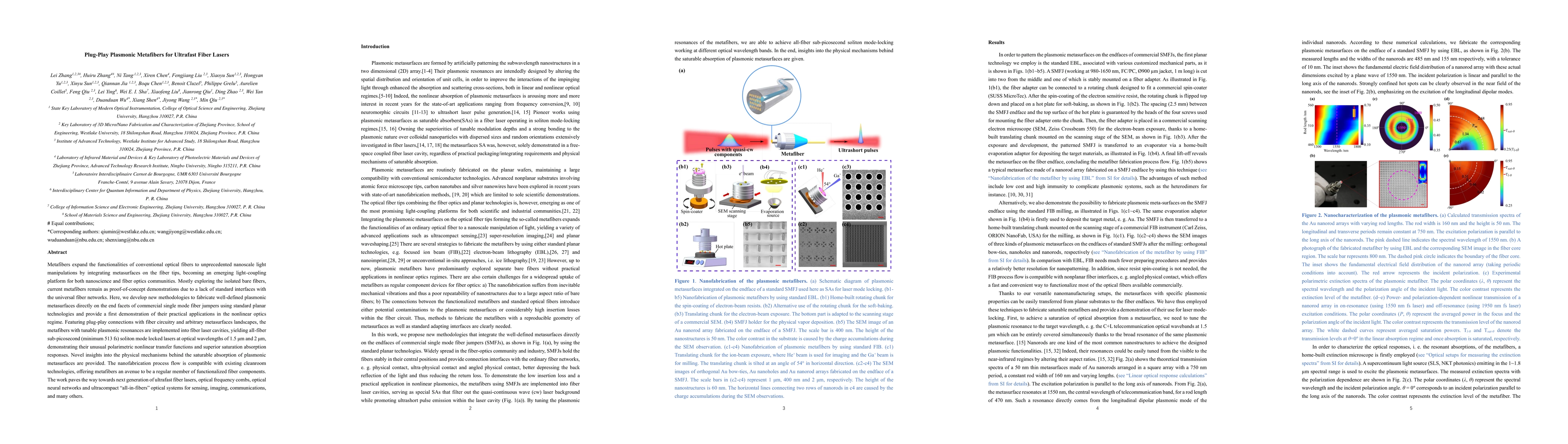 Thumbnail for Plug-Play Plasmonic Metafibers for Ultrafast Fiber Lasers
