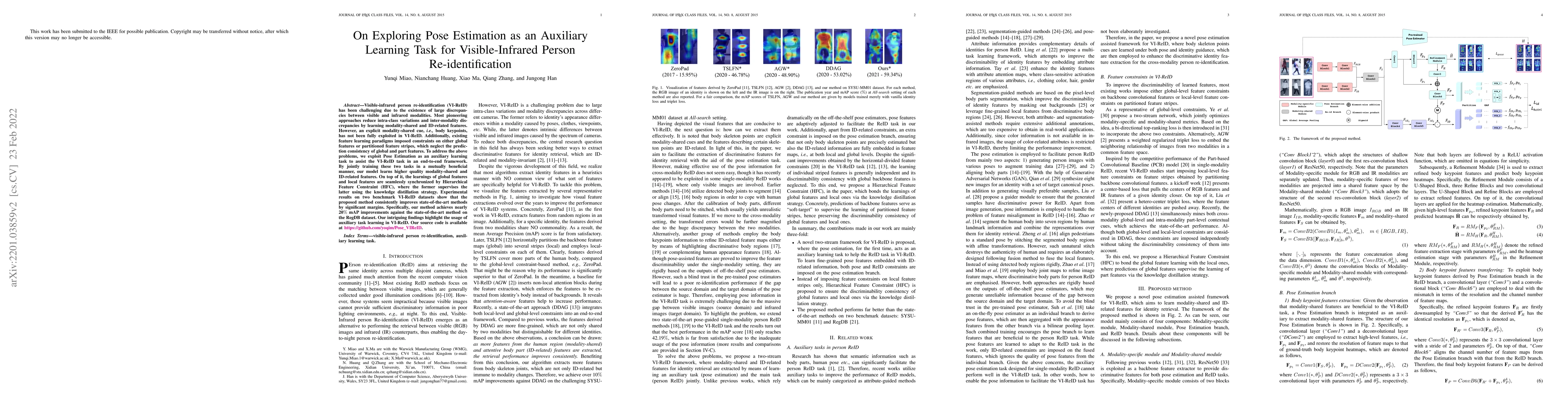 Thumbnail for On Exploring Pose Estimation as an Auxiliary Learning Task for
  Visible-Infrared Person Re-identification