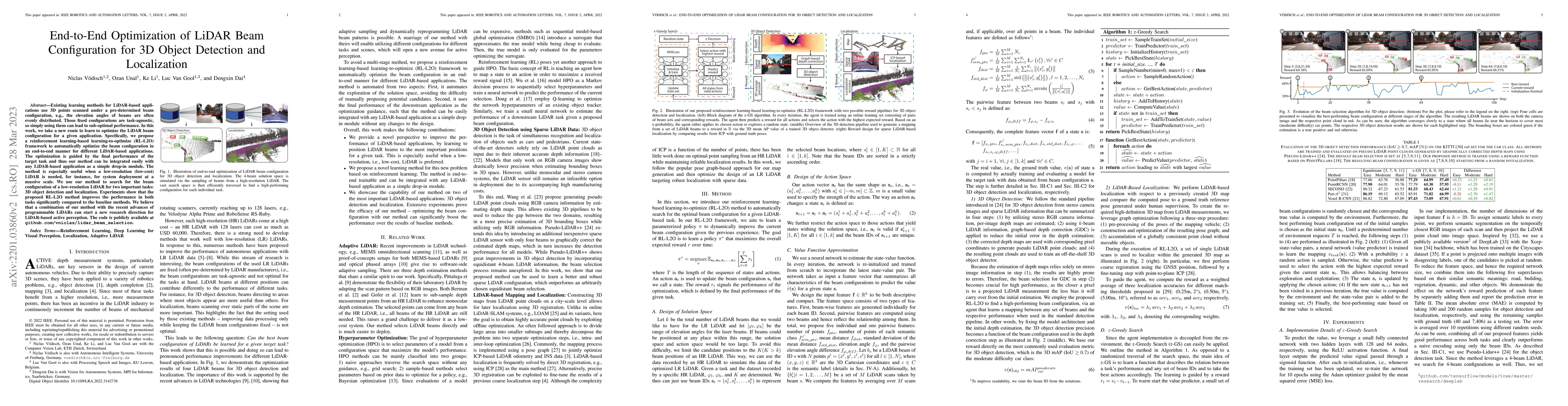 Thumbnail for End-To-End Optimization of LiDAR Beam Configuration for 3D Object
  Detection and Localization