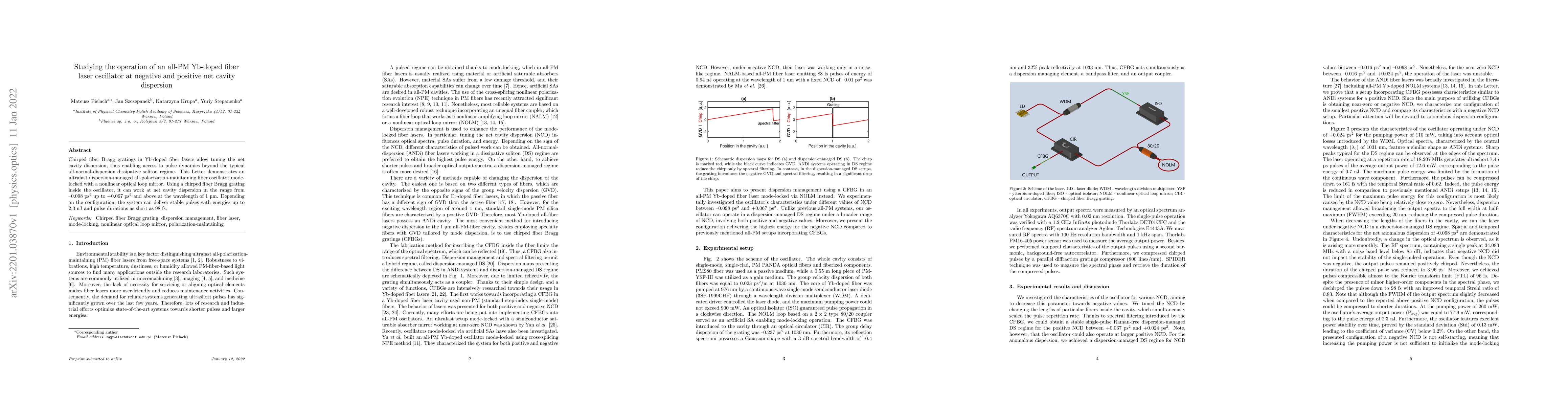 Thumbnail for Studying the operation of an all-PM Yb-doped fiber laser oscillator at
  negative and positive net cavity dispersion