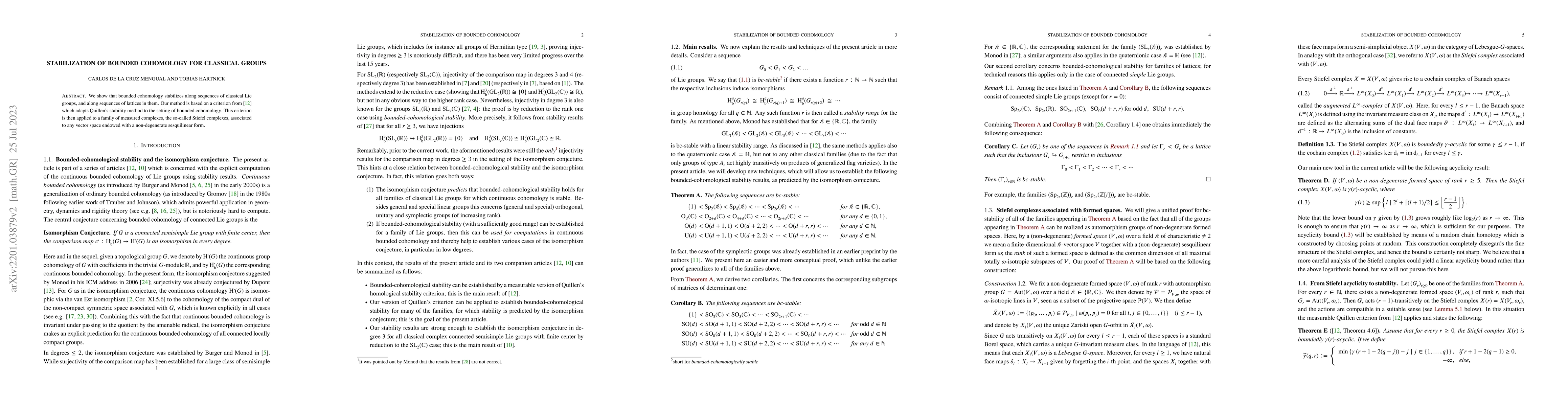 Thumbnail for Stabilization of Bounded Cohomology for Classical Groups