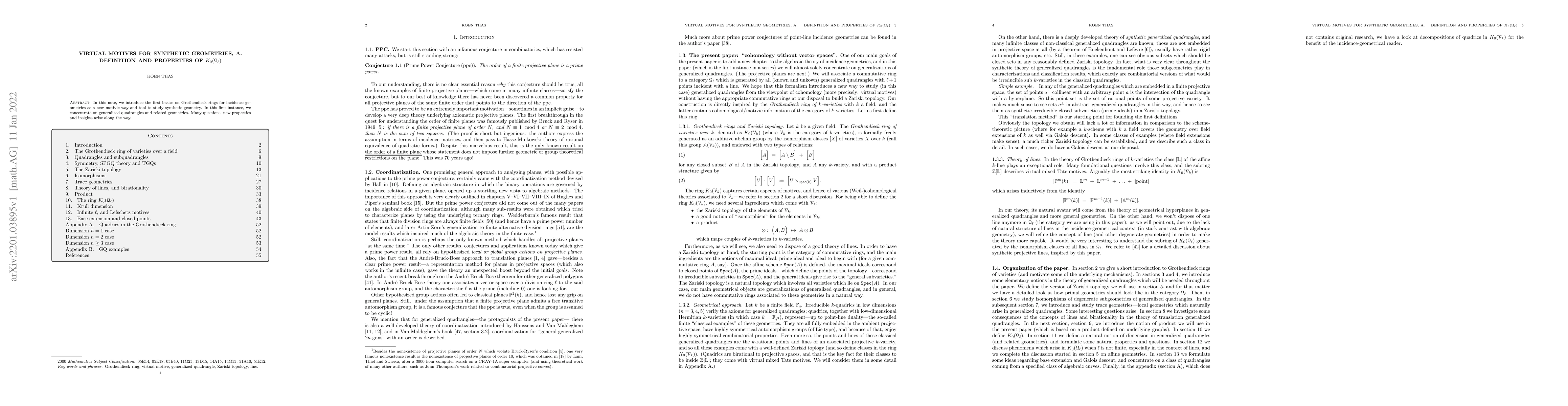 Thumbnail for Virtual motives for synthetic geometries, A. Definition and properties
  of $K_0(\mathcal{Q}_\ell)$