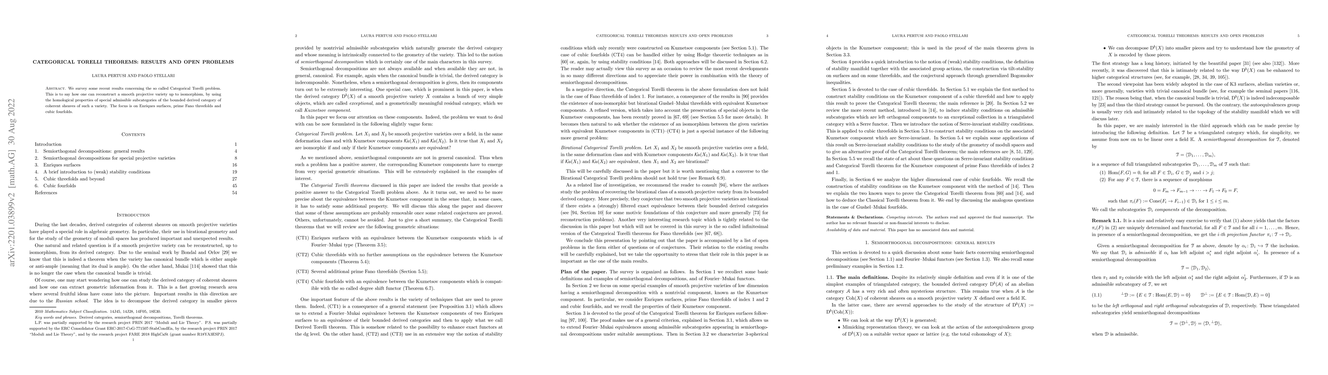 Thumbnail for Categorical Torelli theorems: results and open problems