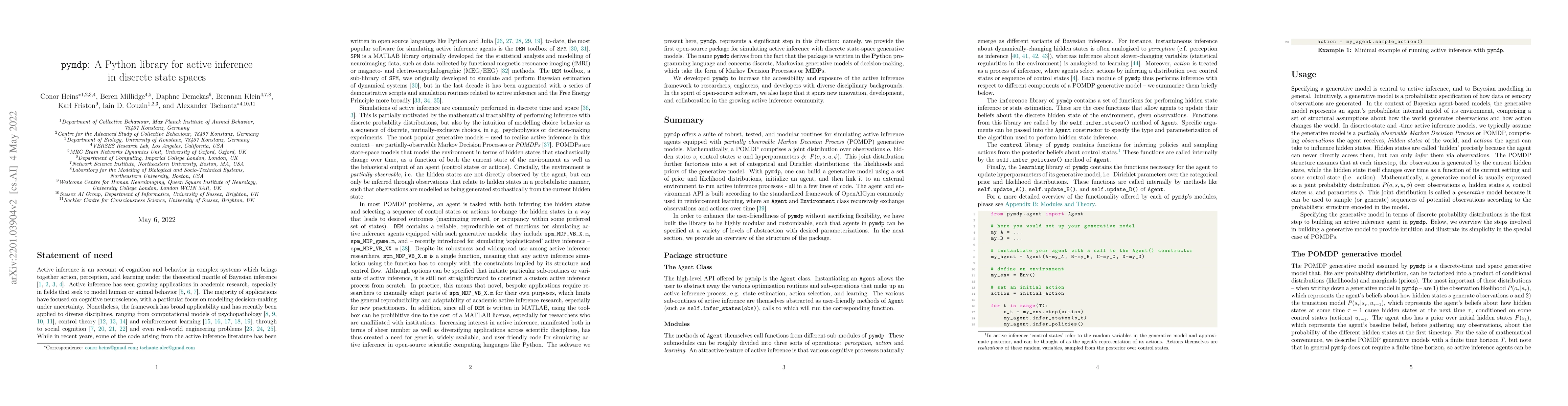 Thumbnail for pymdp: A Python library for active inference in discrete state spaces