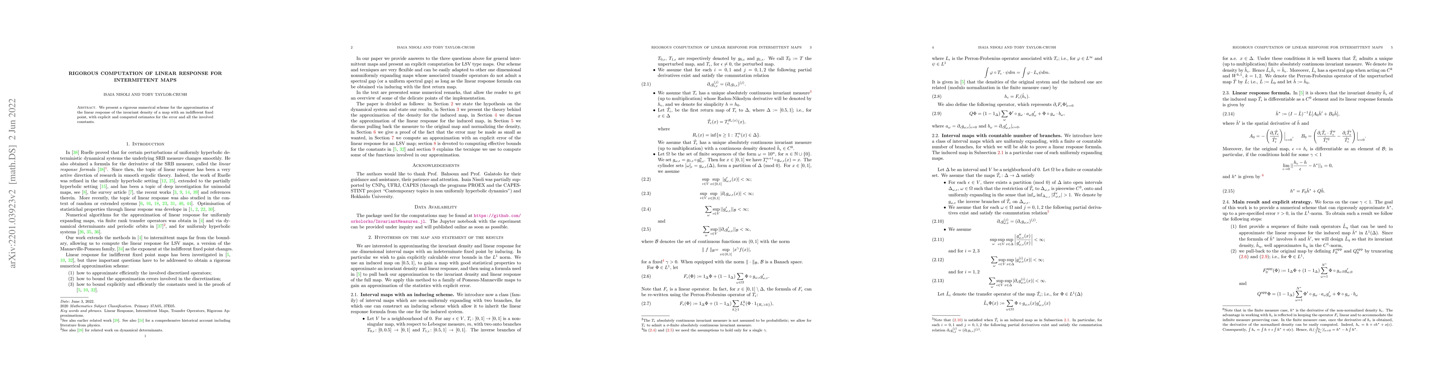 Thumbnail for Rigorous Computation of Linear Response for Intermittent Maps