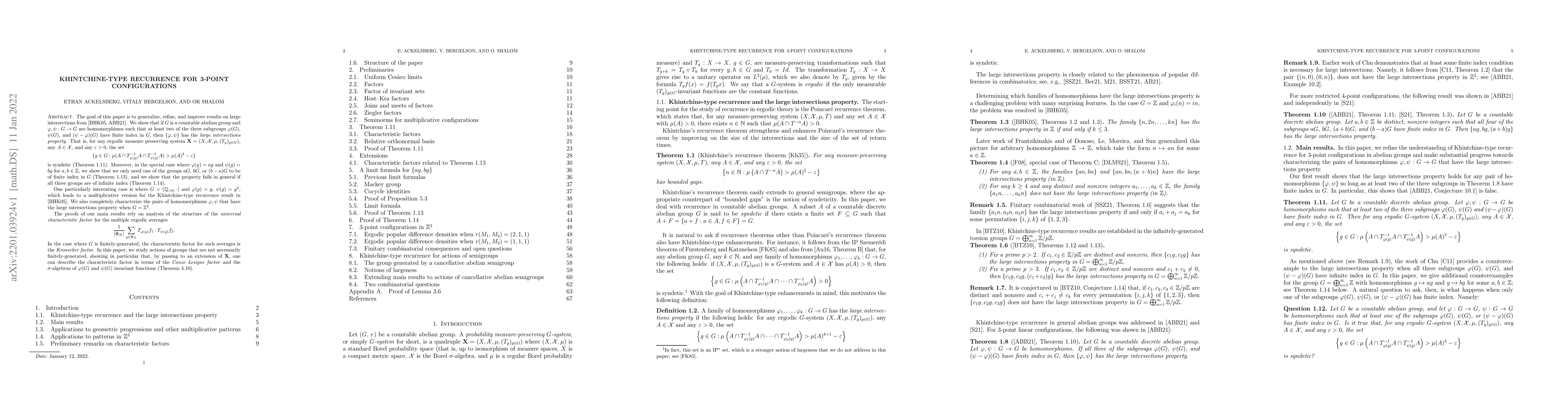 Thumbnail for Khintchine-type recurrence for 3-point configurations