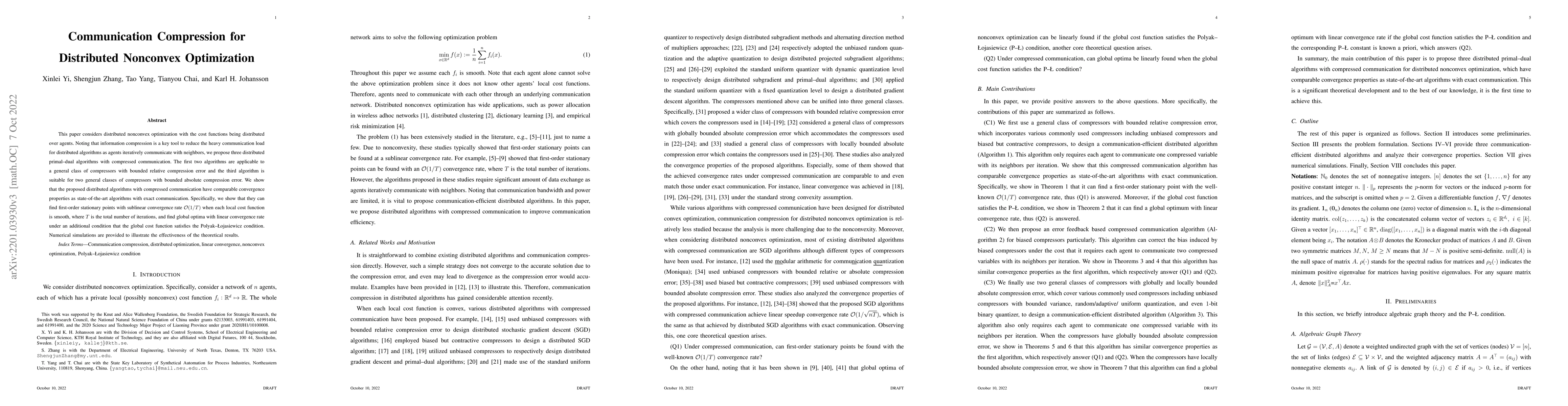 Thumbnail for Communication Compression for Distributed Nonconvex Optimization