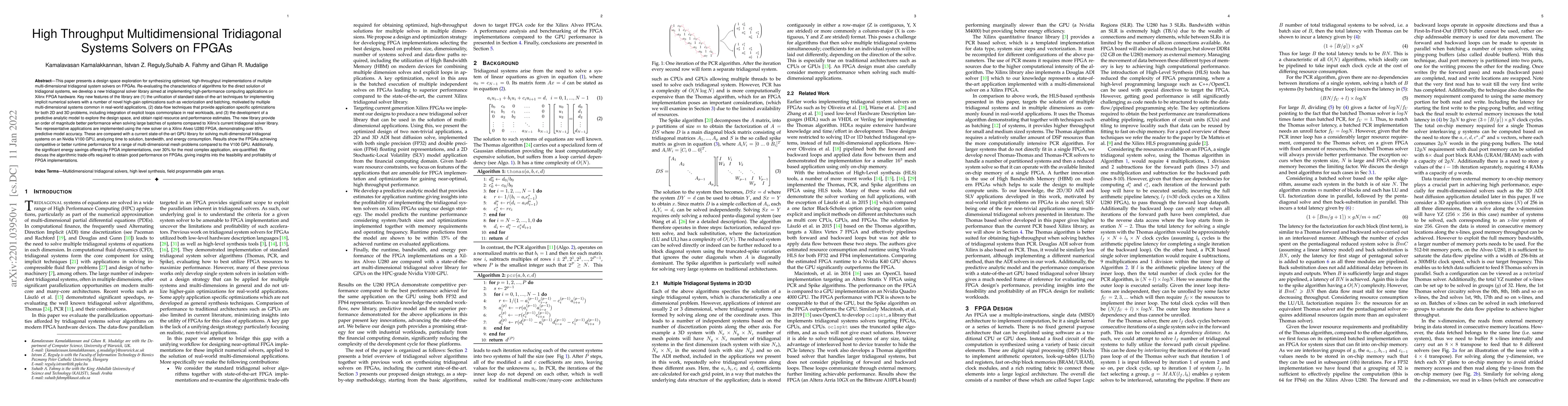 Thumbnail for High Throughput Multidimensional Tridiagonal Systems Solvers on FPGAs