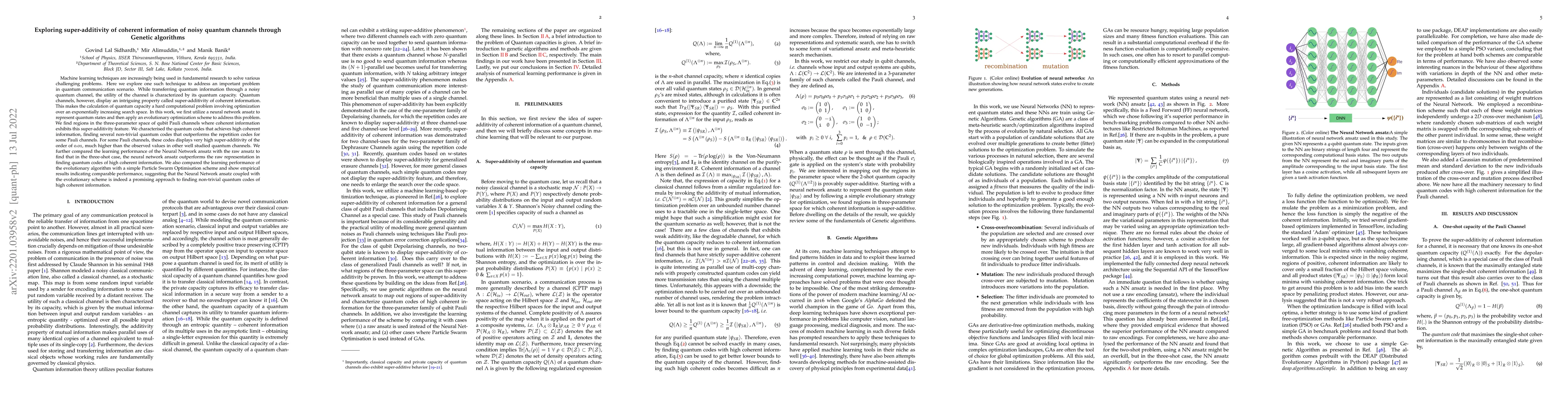 Thumbnail for Exploring super-additivity of coherent information of noisy quantum
  channels through Genetic algorithms