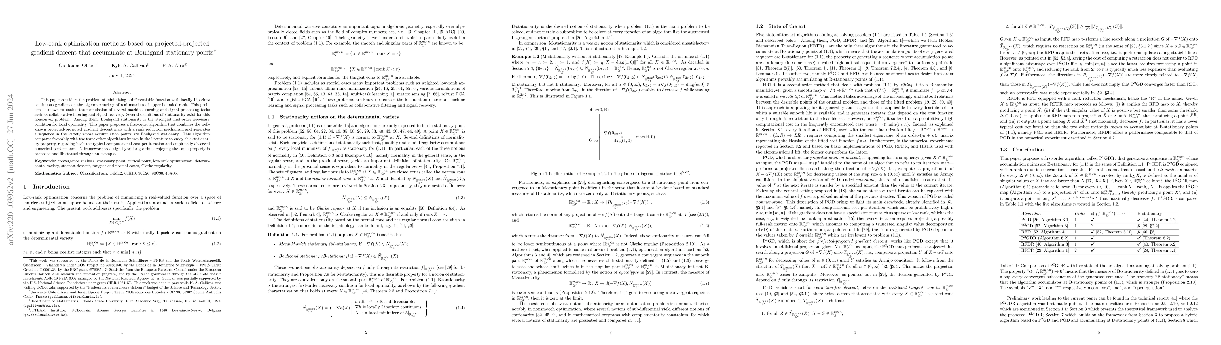 Thumbnail for Low-rank optimization methods based on projected-projected gradient
  descent that accumulate at Bouligand stationary points