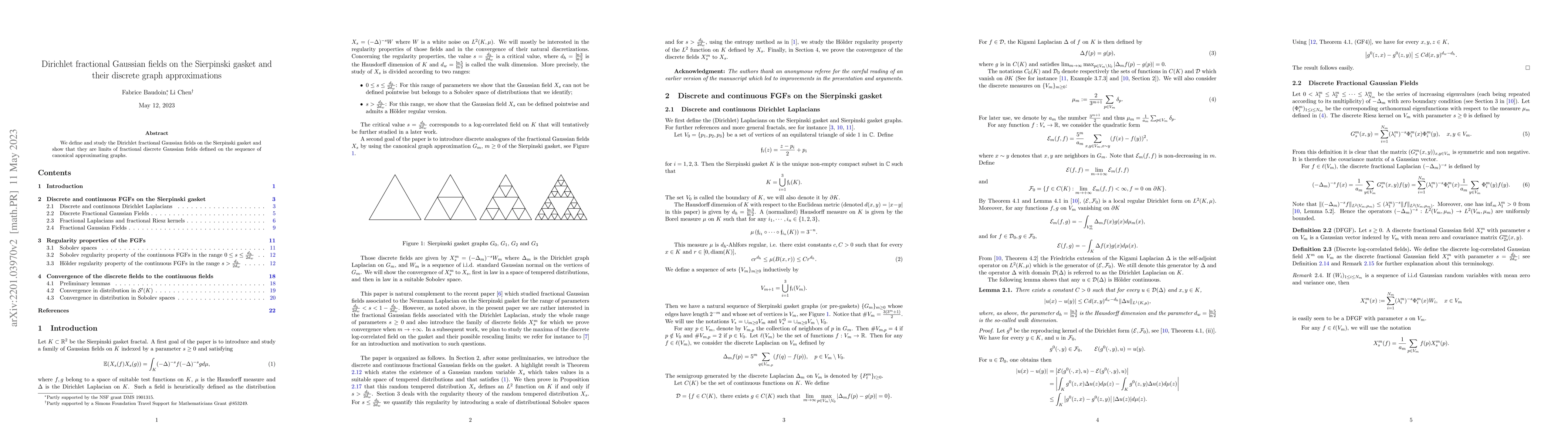 Thumbnail for Dirichlet fractional Gaussian fields on the Sierpinski gasket and their
  discrete graph approximations