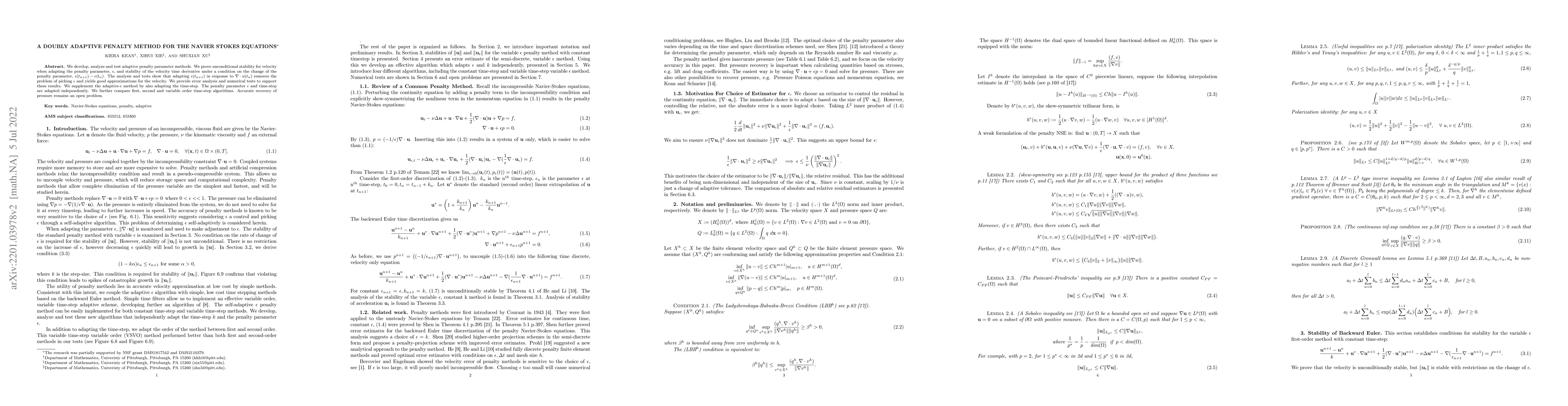 Thumbnail for A Doubly Adaptive Penalty Method for the Navier Stokes Equations