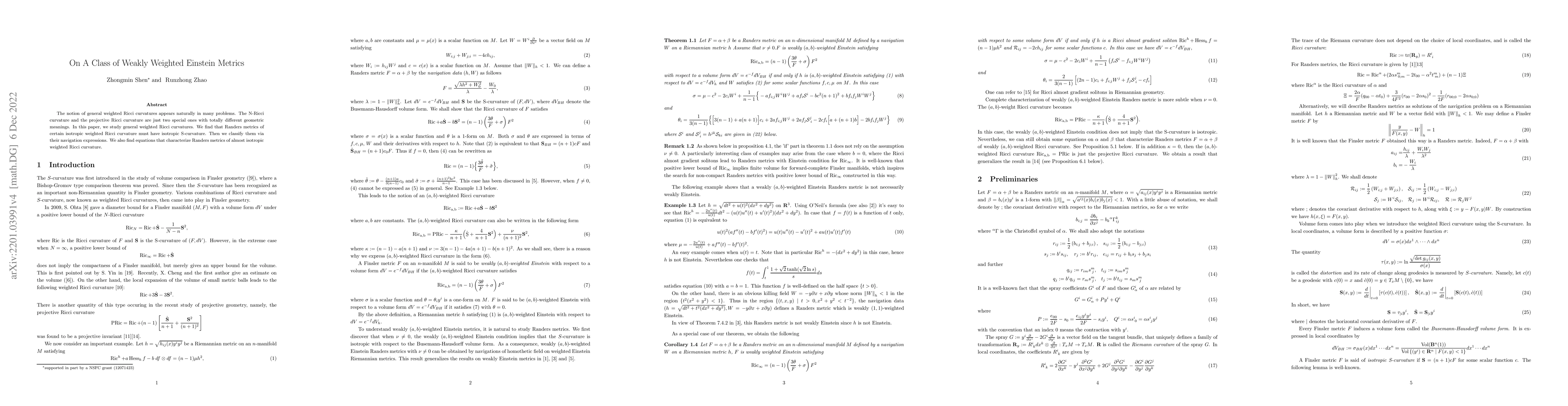 Thumbnail for On a Class of Weakly Weighted Einstein Metrics