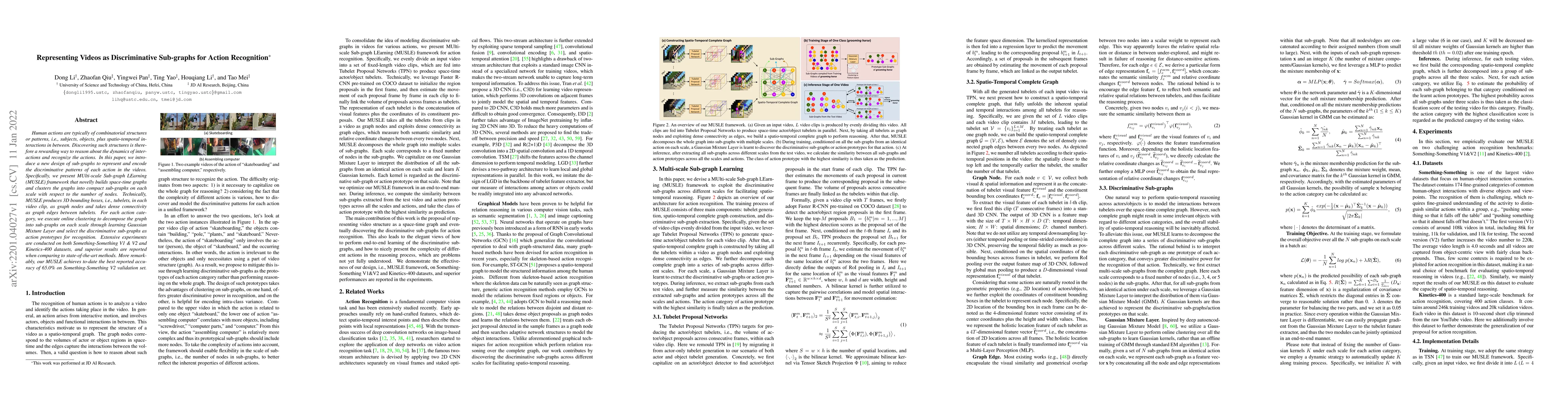 Thumbnail for Representing Videos as Discriminative Sub-graphs for Action Recognition