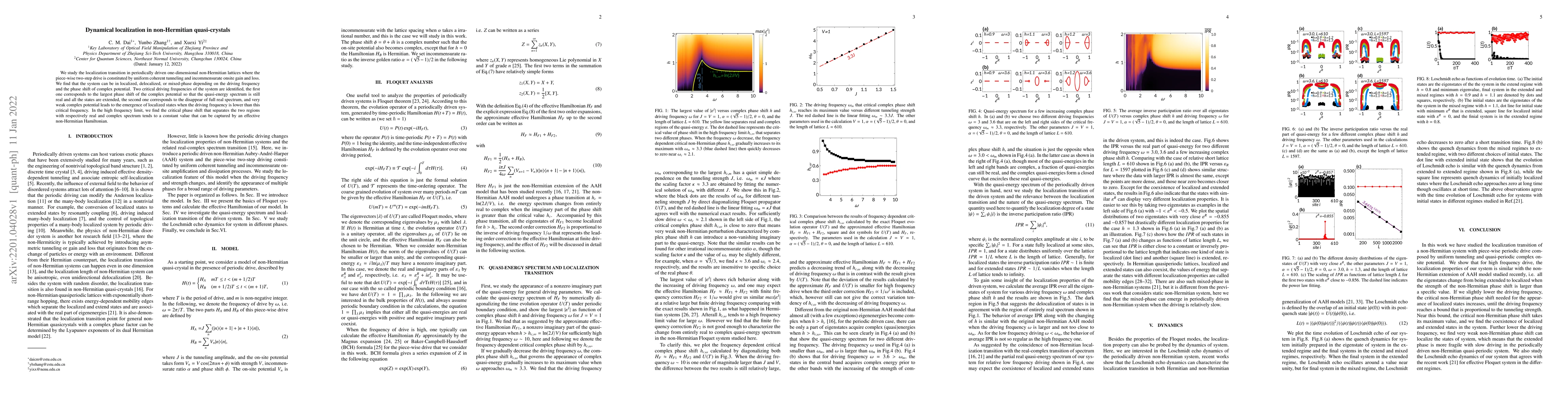 Thumbnail for Dynamical localization in non-Hermitian quasi-crystals