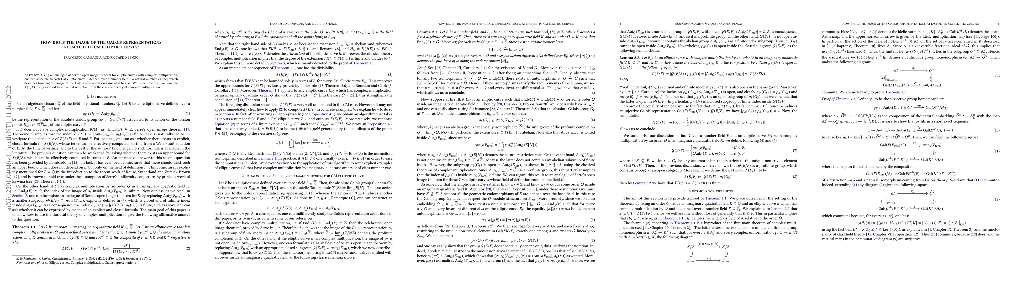 Thumbnail for How big is the image of the Galois representations attached to CM
  elliptic curves?