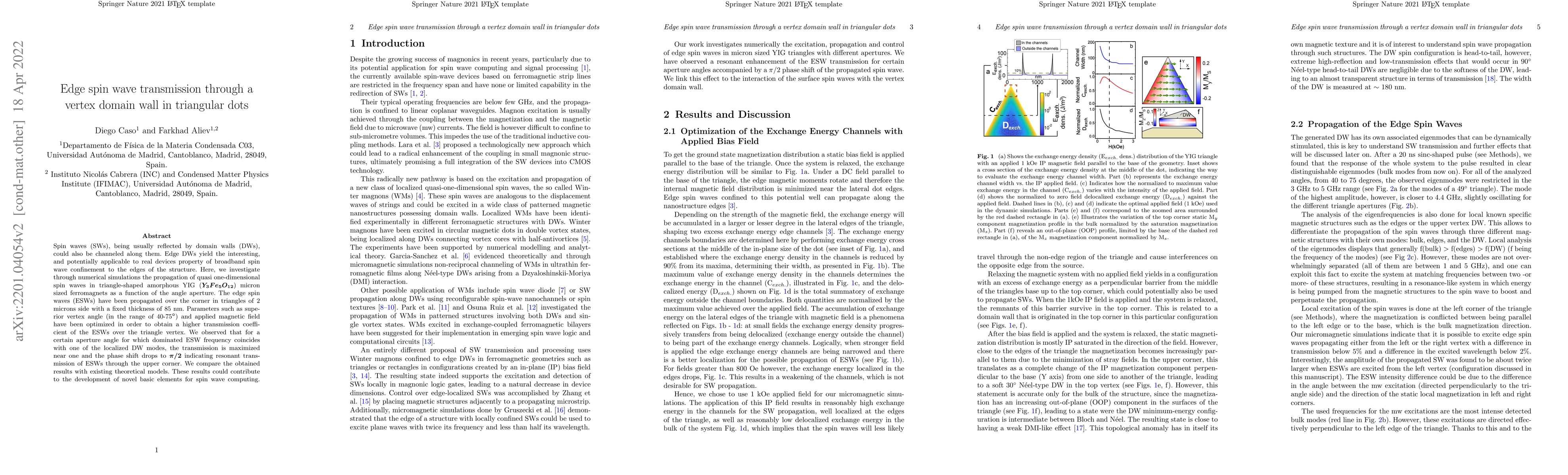 Thumbnail for Edge spin wave transmission through a vertex domain wall in triangular
  dots