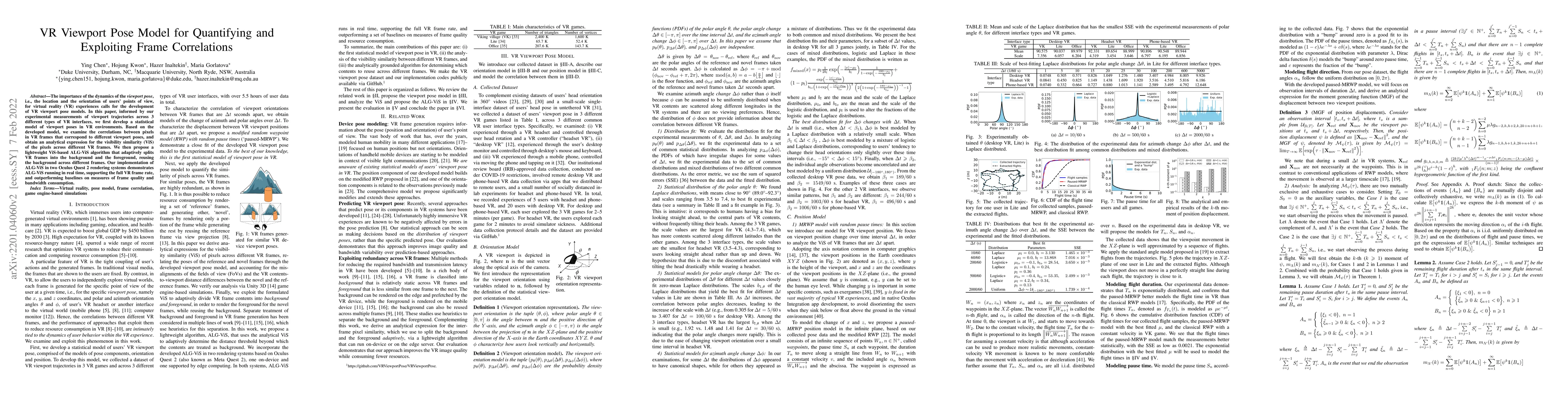Thumbnail for VR Viewport Pose Model for Quantifying and Exploiting Frame Correlations