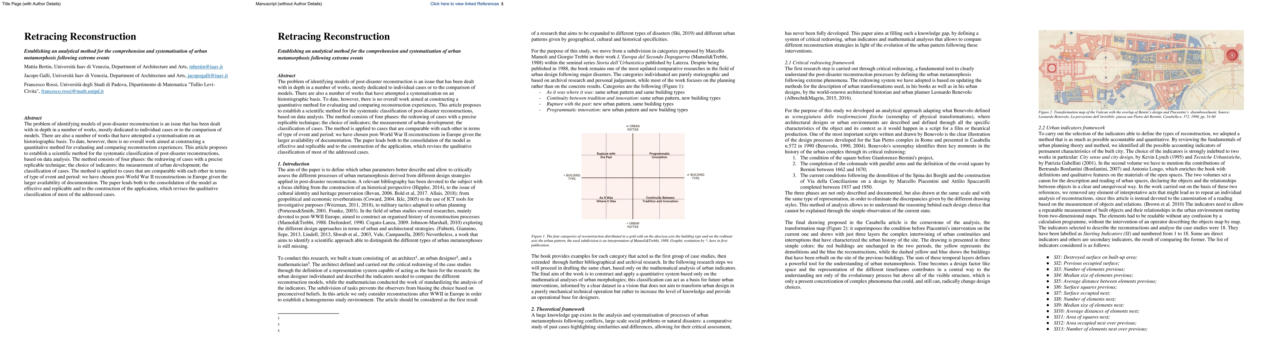 Thumbnail for Retracing Reconstruction. Establishing an analytical method for the
  comprehension and systematisation of urban metamorphosis following extreme
  events