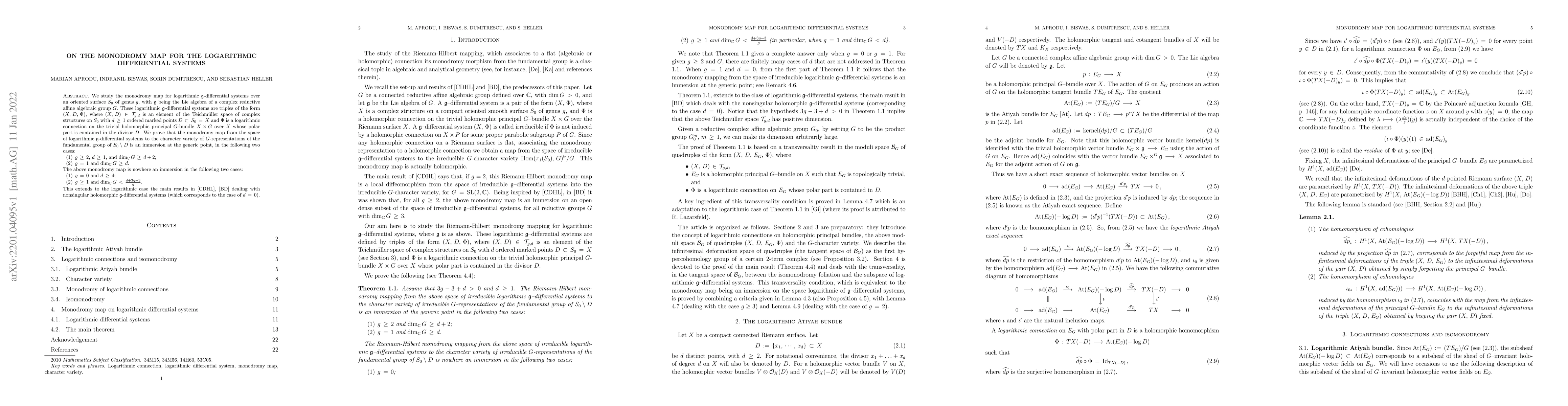 Thumbnail for On the monodromy map for the logarithmic differential systems