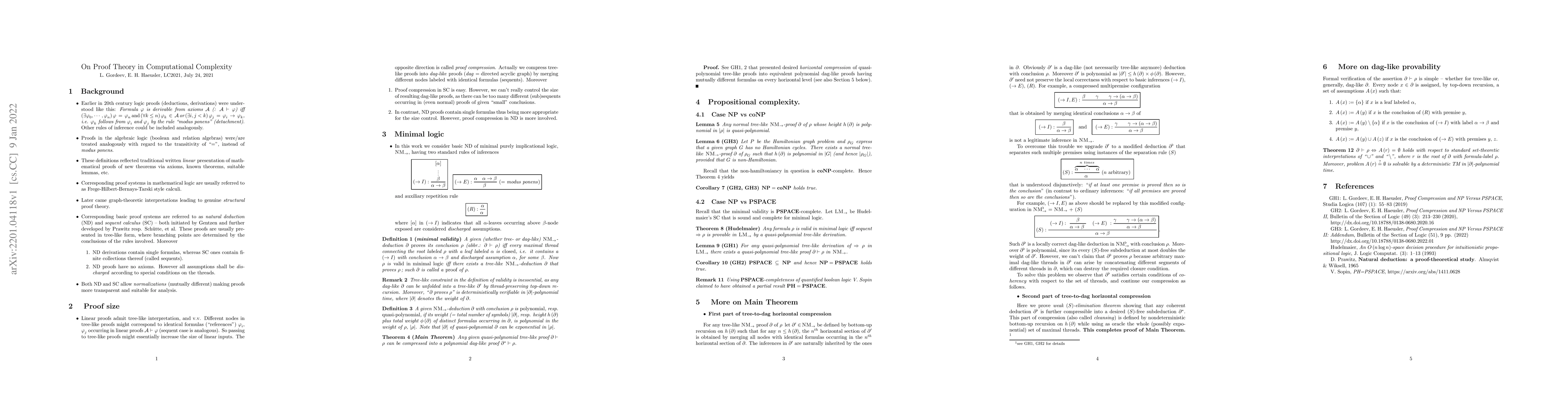 Thumbnail for On proof theory in computational complexity: overview