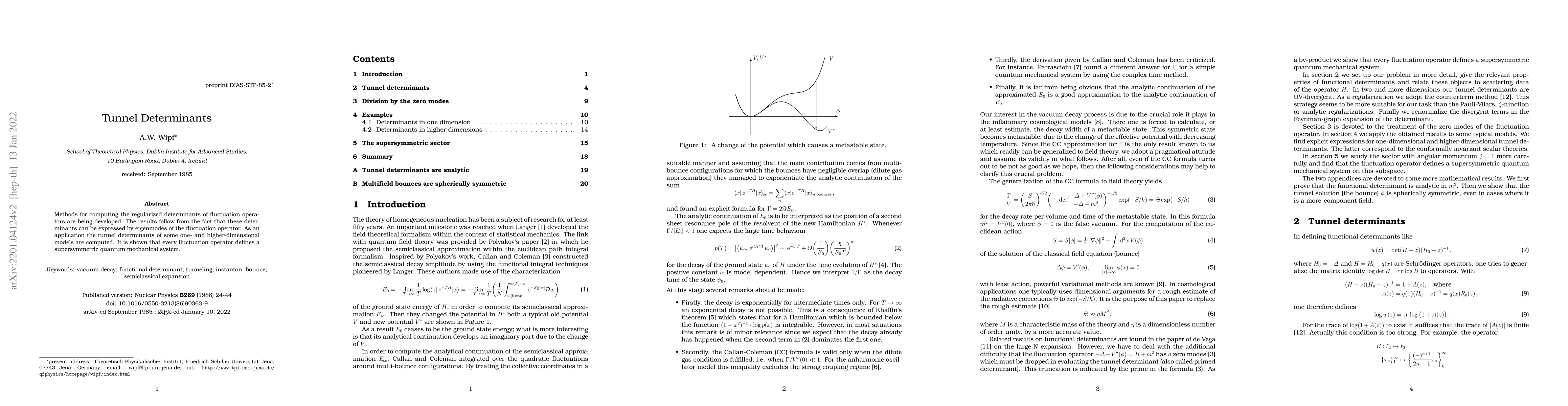 Thumbnail for Tunnel Determinants