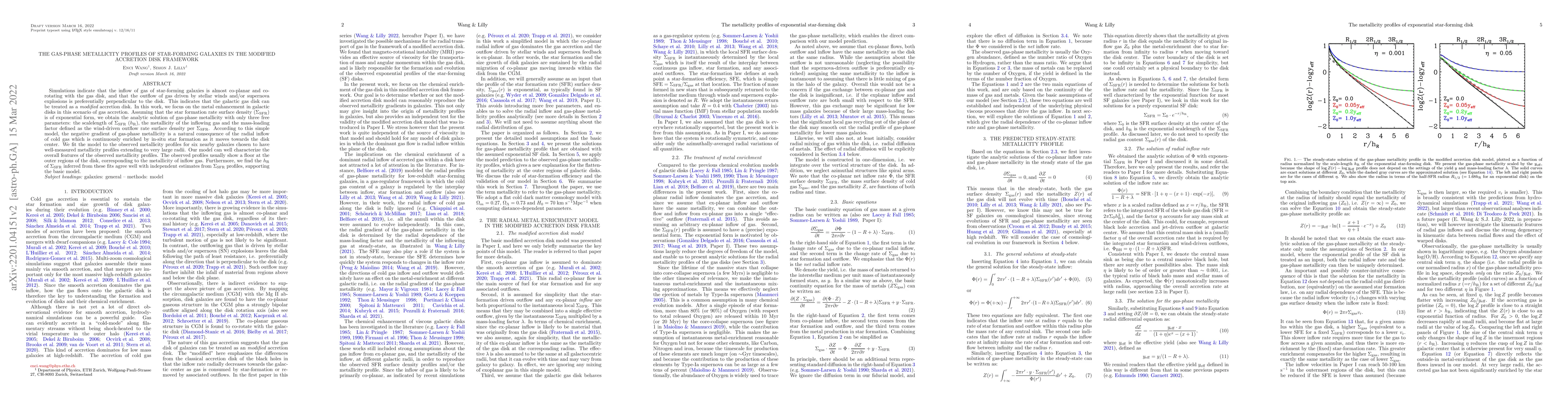 Thumbnail for The Gas-phase Metallicity Profiles of Star-forming Galaxies in the
  Modified Accretion Disk Framework