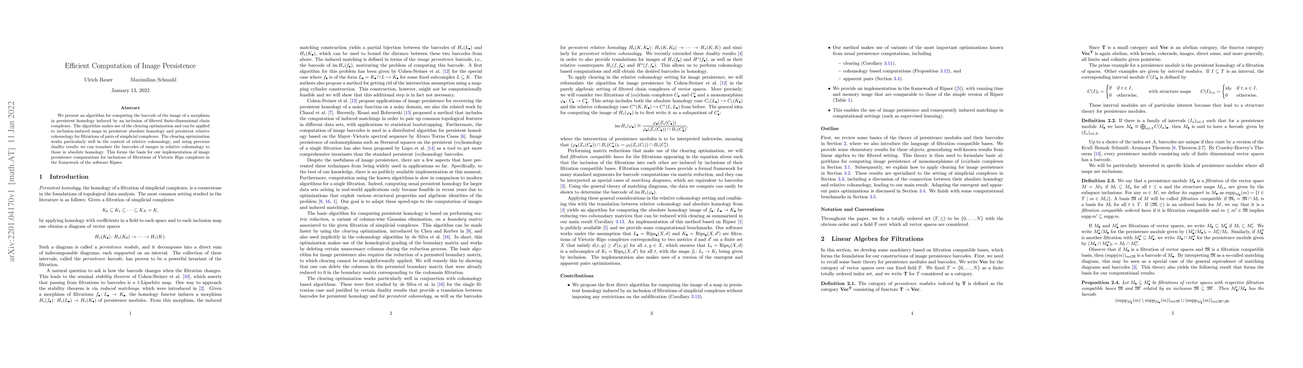 Thumbnail for Efficient Computation of Image Persistence