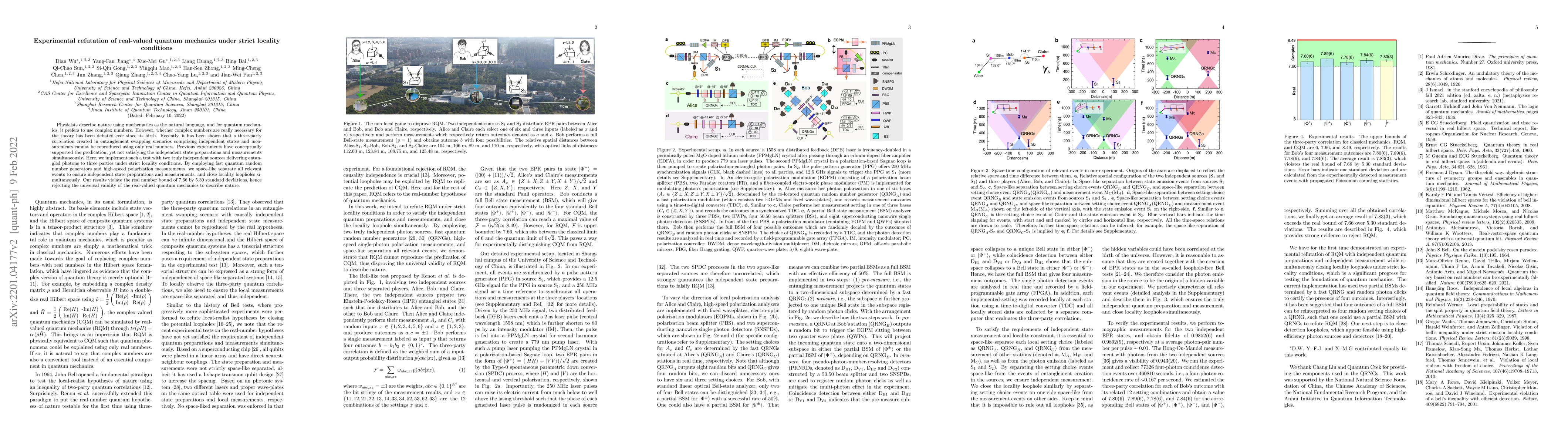 Thumbnail for Experimental refutation of real-valued quantum mechanics under strict
  locality conditions